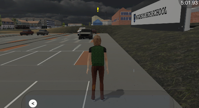 Screenshot of the player in front of Dickinson High School.
